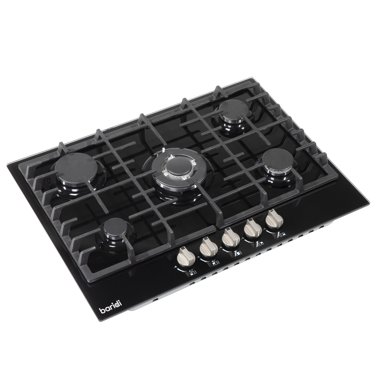 Baridi Built-in Gas Hob 70cm, 5 Cooking Zones, Black (DH228)