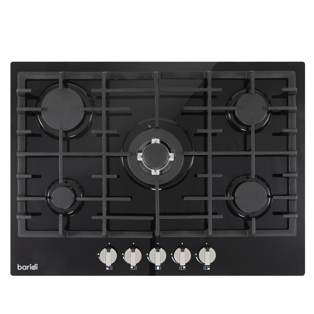 Baridi Built-in Gas Hob 70cm, 5 Cooking Zones, Black (DH228)