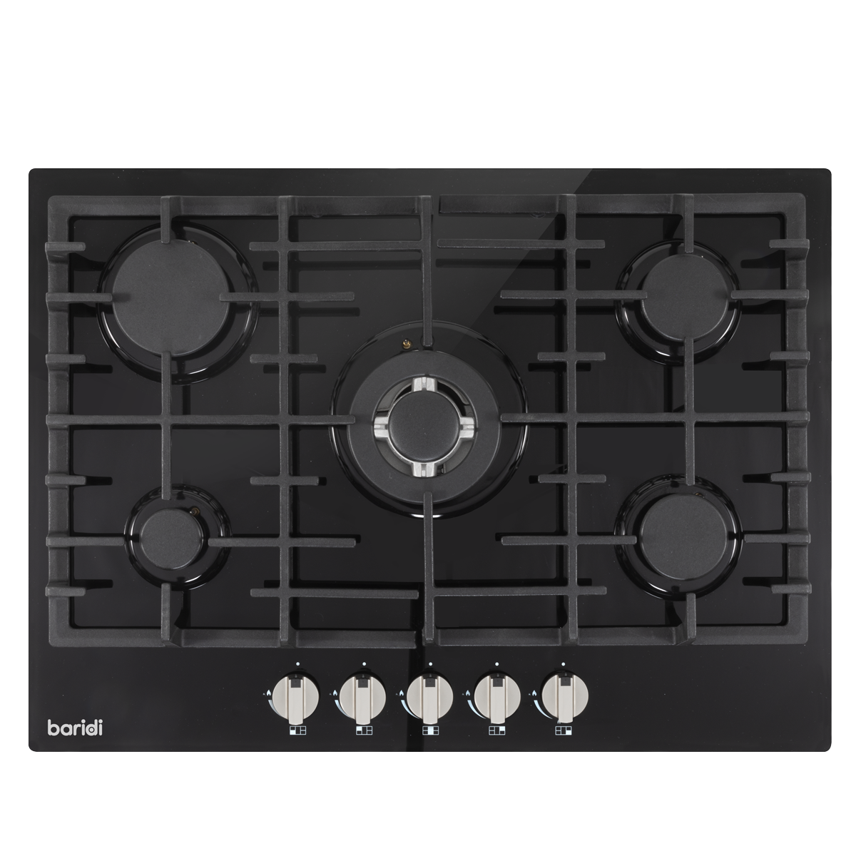 Baridi Built-in Gas Hob 70cm, 5 Cooking Zones, Black (DH228)