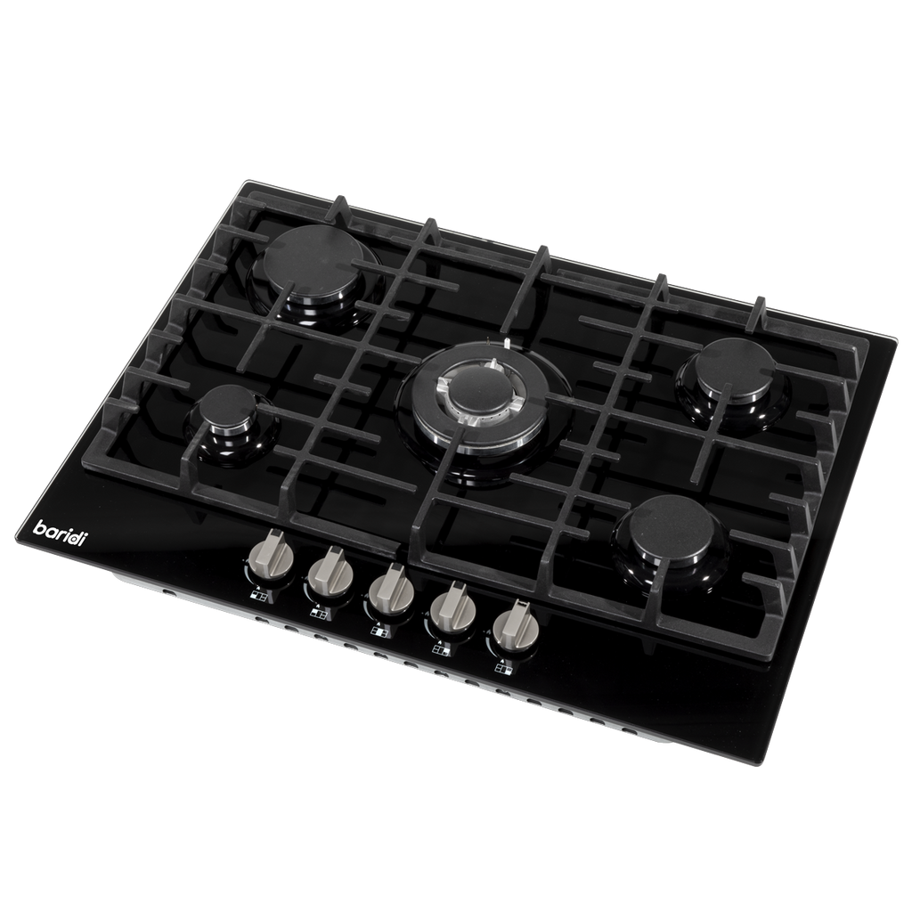 Baridi Built-in Gas Hob 70cm, 5 Cooking Zones, Black (DH228)