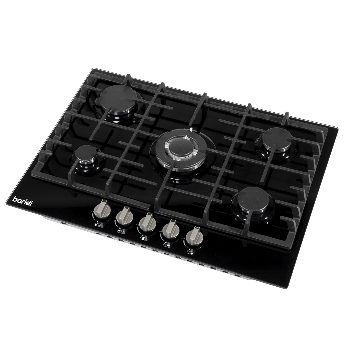 Baridi Built-in Gas Hob 70cm, 5 Cooking Zones, Black (DH228)