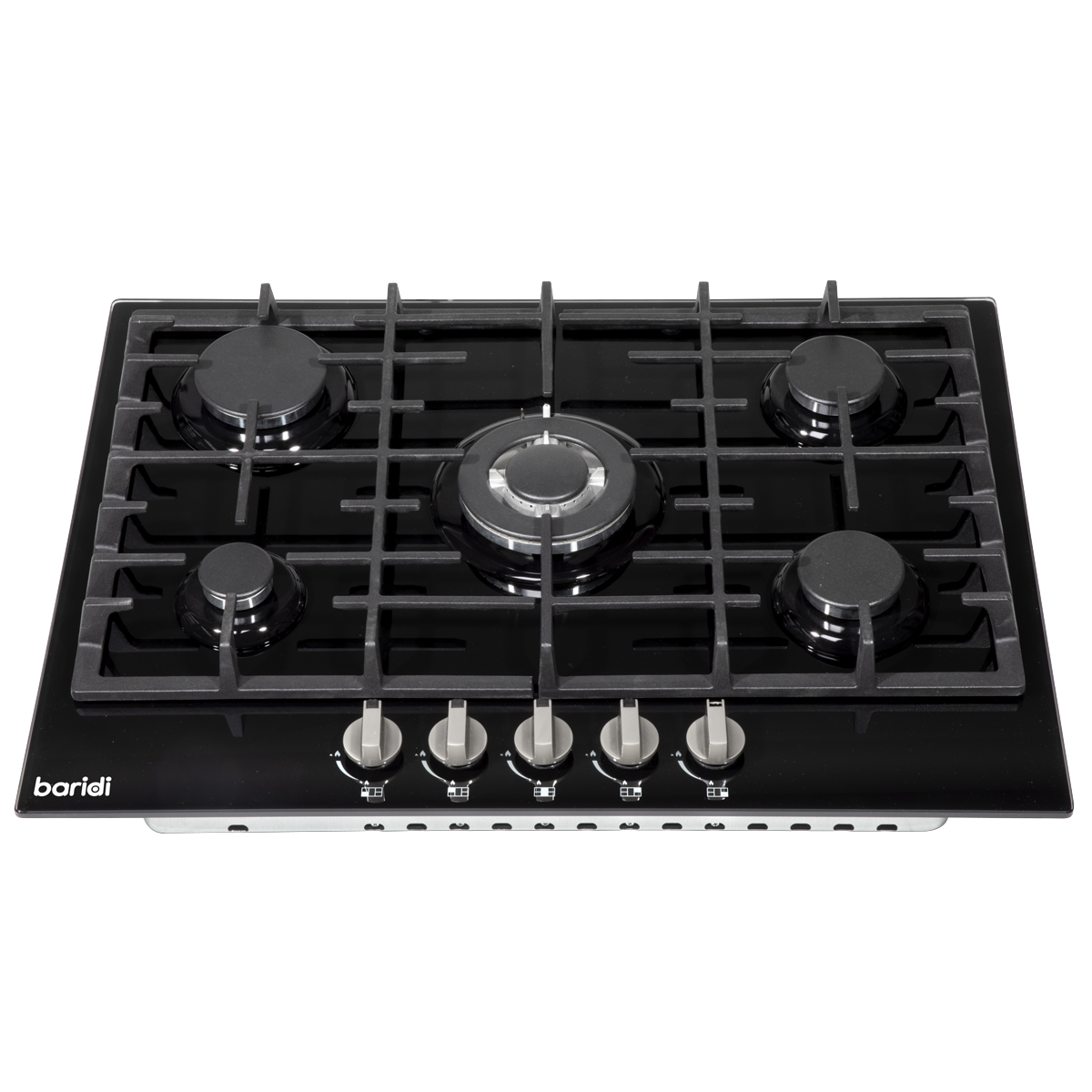 Baridi Built-in Gas Hob 70cm, 5 Cooking Zones, Black (DH228)