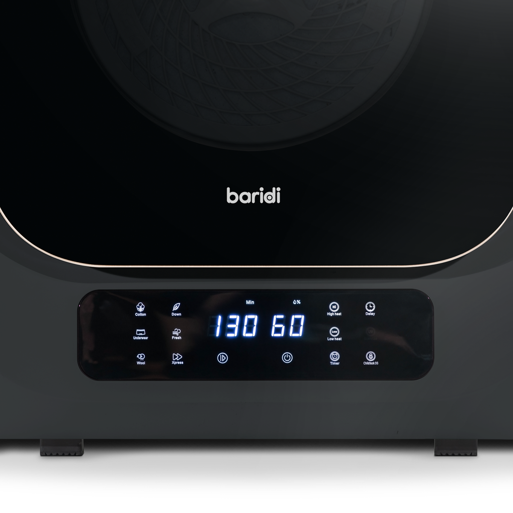Baridi Tabletop Tumble Dryer with Digital Controls, 2.5kg Capacity, Black (DH229)