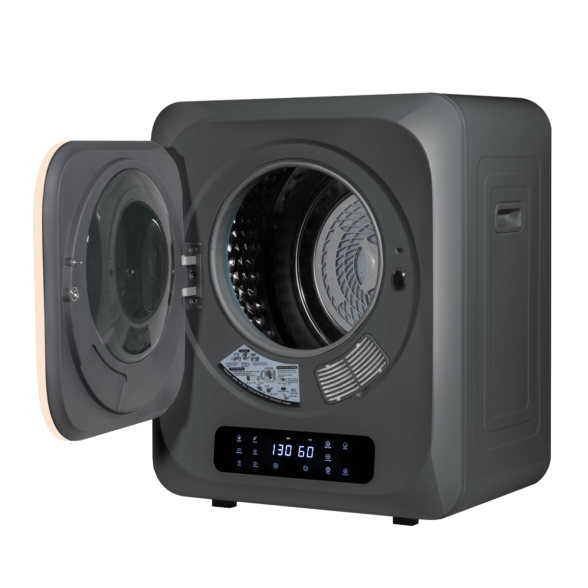 Baridi Tabletop Tumble Dryer with Digital Controls, 2.5kg Capacity, Black (DH229)