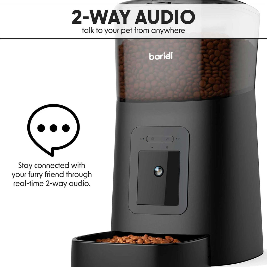 Baridi Automatic Pet Feeder with Camera, 6L Capacity, Black (DH231)