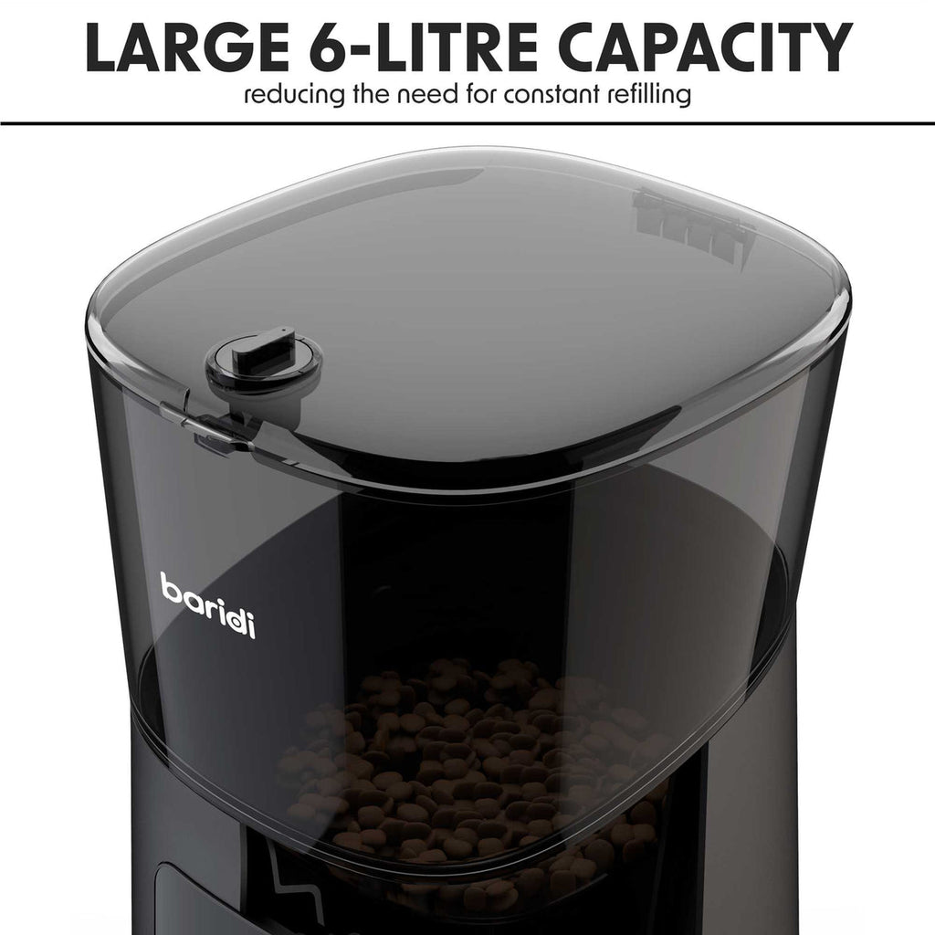 Baridi Automatic Pet Feeder with Camera, 6L Capacity, Black (DH231)