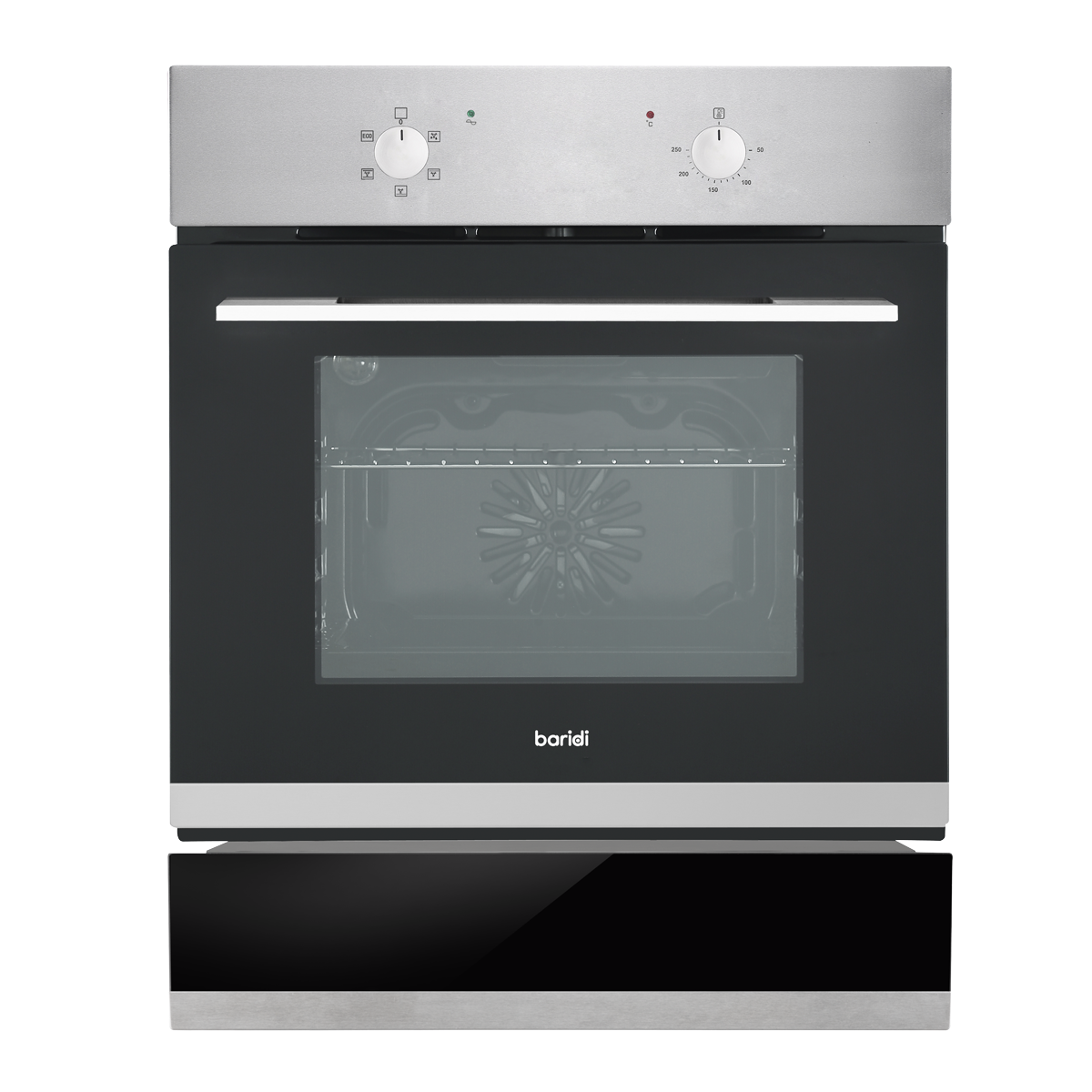 Baridi Built-in Fan-Assisted Oven with Warming Drawer 60cm, 55L Capacity, Stainless Steel (DH233)