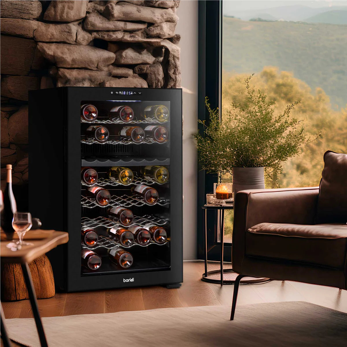 Baridi DH236 Dual Zone Wine Cooler Fridge with Digital Touchscreen Controls, LED Light, 52 Bottle Capacity, Black