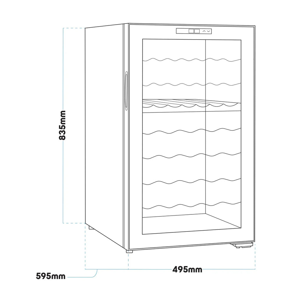 Baridi DH236 Dual Zone Wine Cooler Fridge with Digital Touchscreen Controls, LED Light, 52 Bottle Capacity, Black