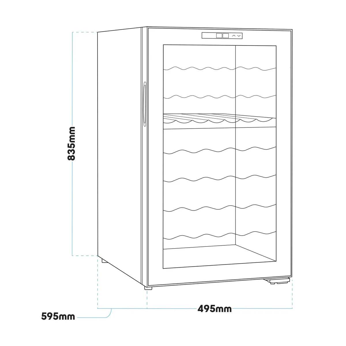 Baridi DH236 Dual Zone Wine Cooler Fridge with Digital Touchscreen Controls, LED Light, 52 Bottle Capacity, Black