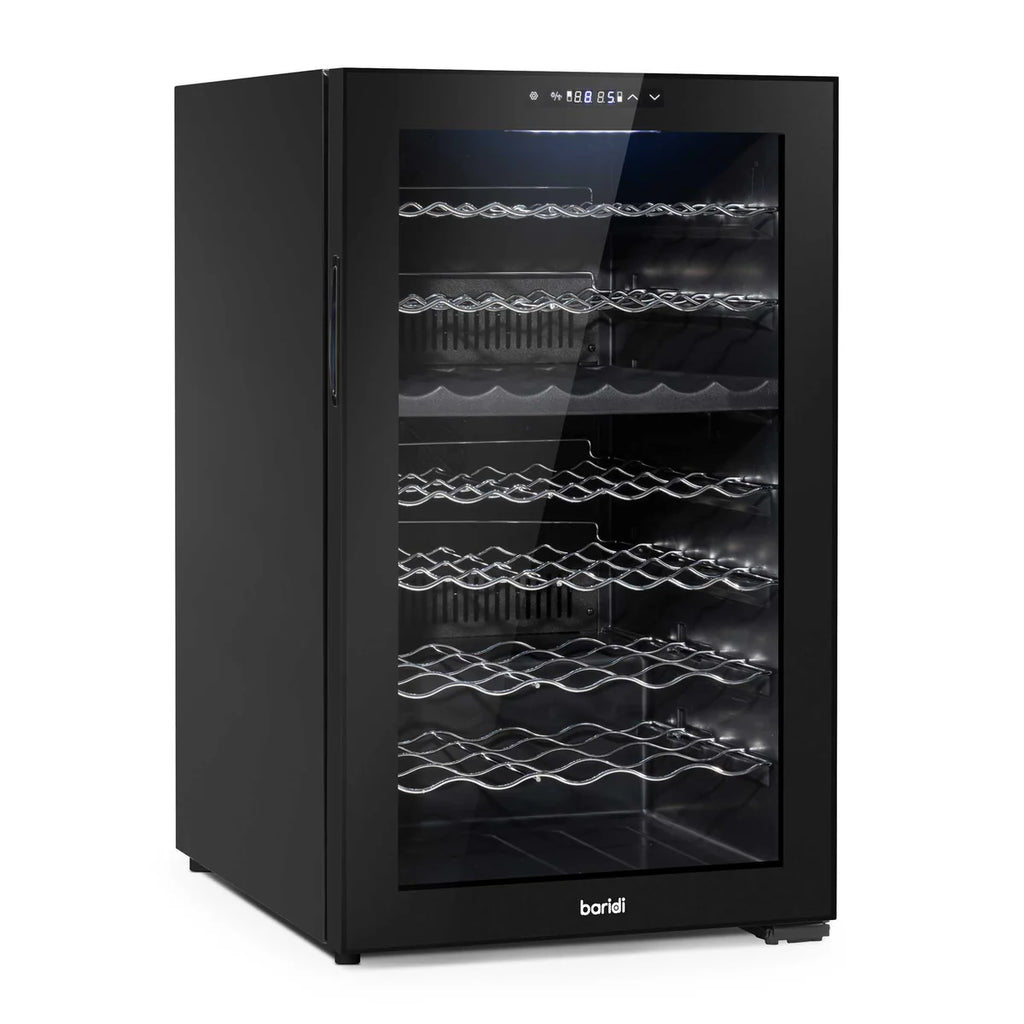 Baridi DH236 Dual Zone Wine Cooler Fridge with Digital Touchscreen Controls, LED Light, 52 Bottle Capacity, Black