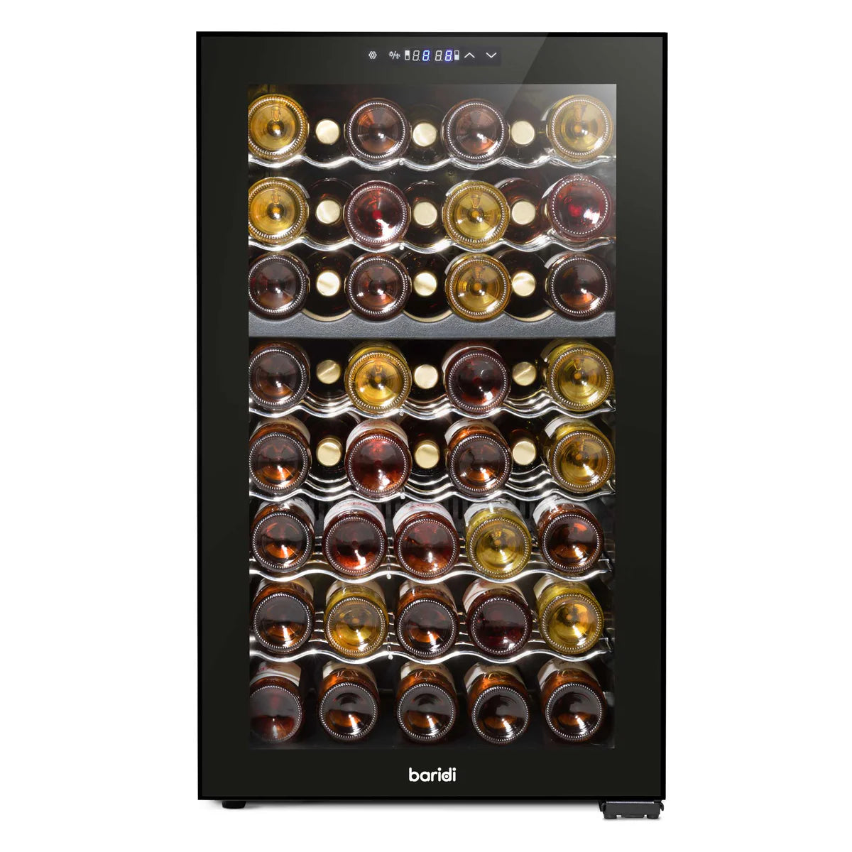 Baridi DH236 Dual Zone Wine Cooler Fridge with Digital Touchscreen Controls, LED Light, 52 Bottle Capacity, Black
