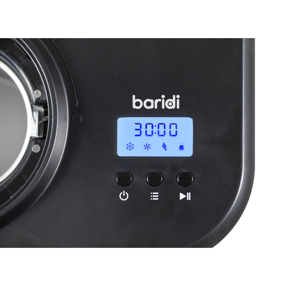 Baridi Automatic Churning Ice Cream Machine, 1L Capacity, Black (DH238)