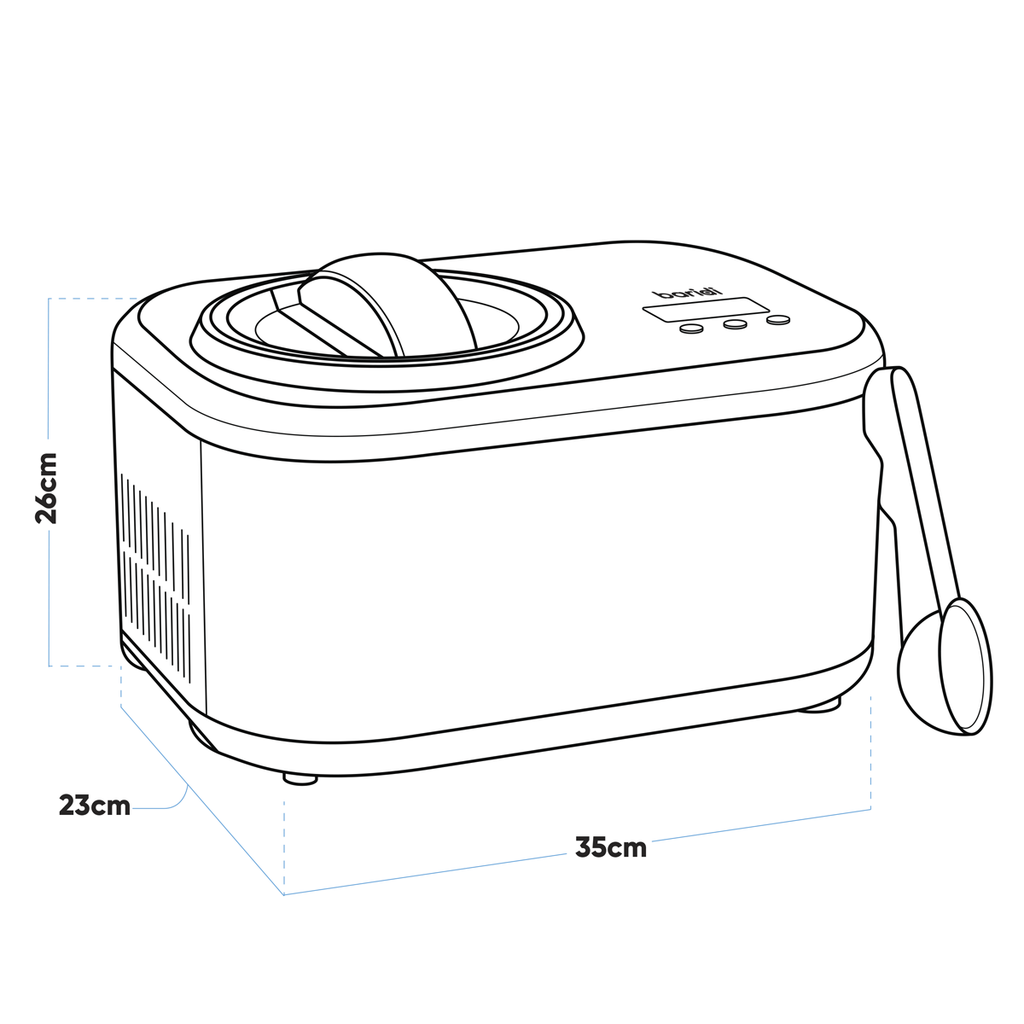 Baridi Automatic Churning Ice Cream Machine, 1L Capacity, Black (DH238)