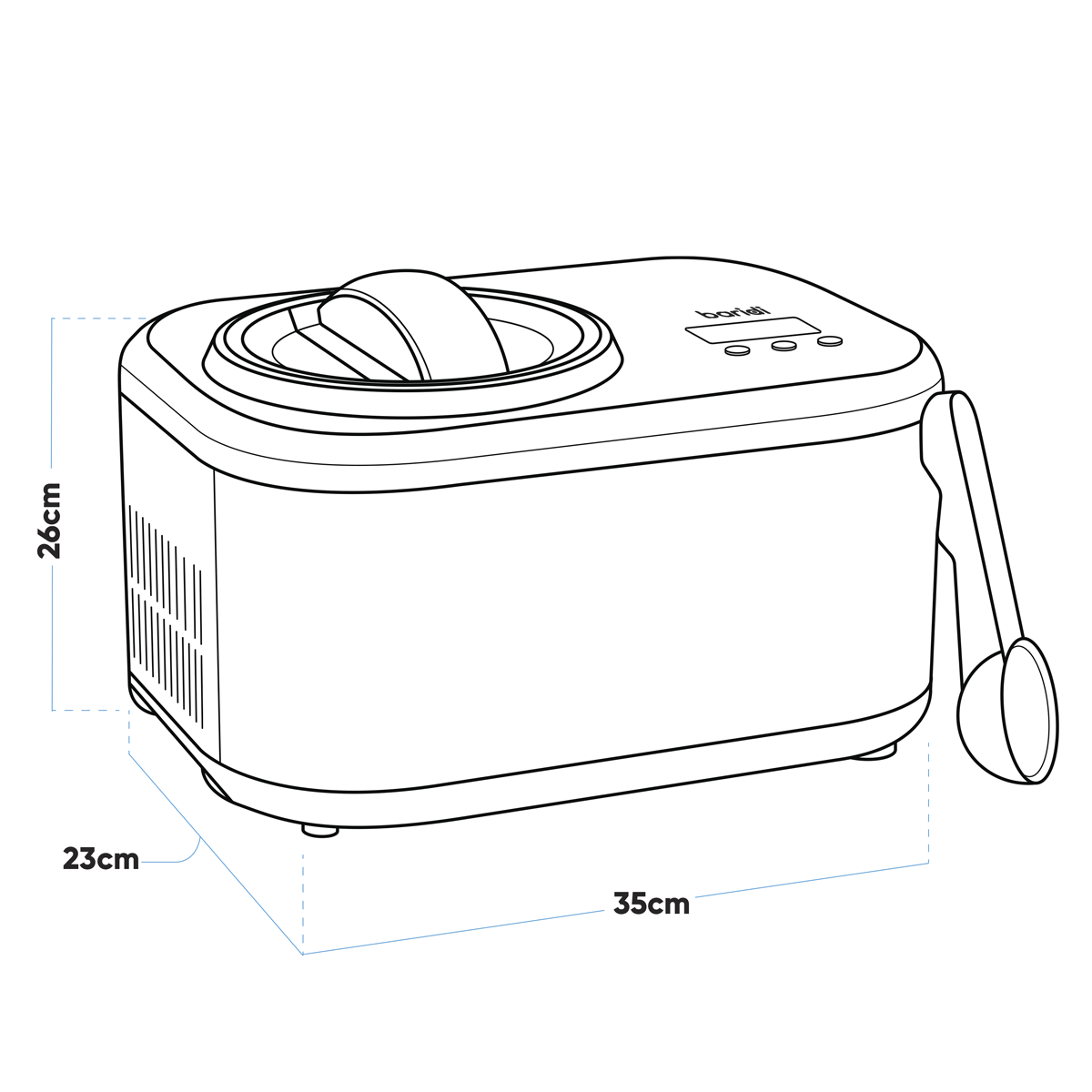 Baridi Automatic Churning Ice Cream Machine, 1L Capacity, Black (DH238)
