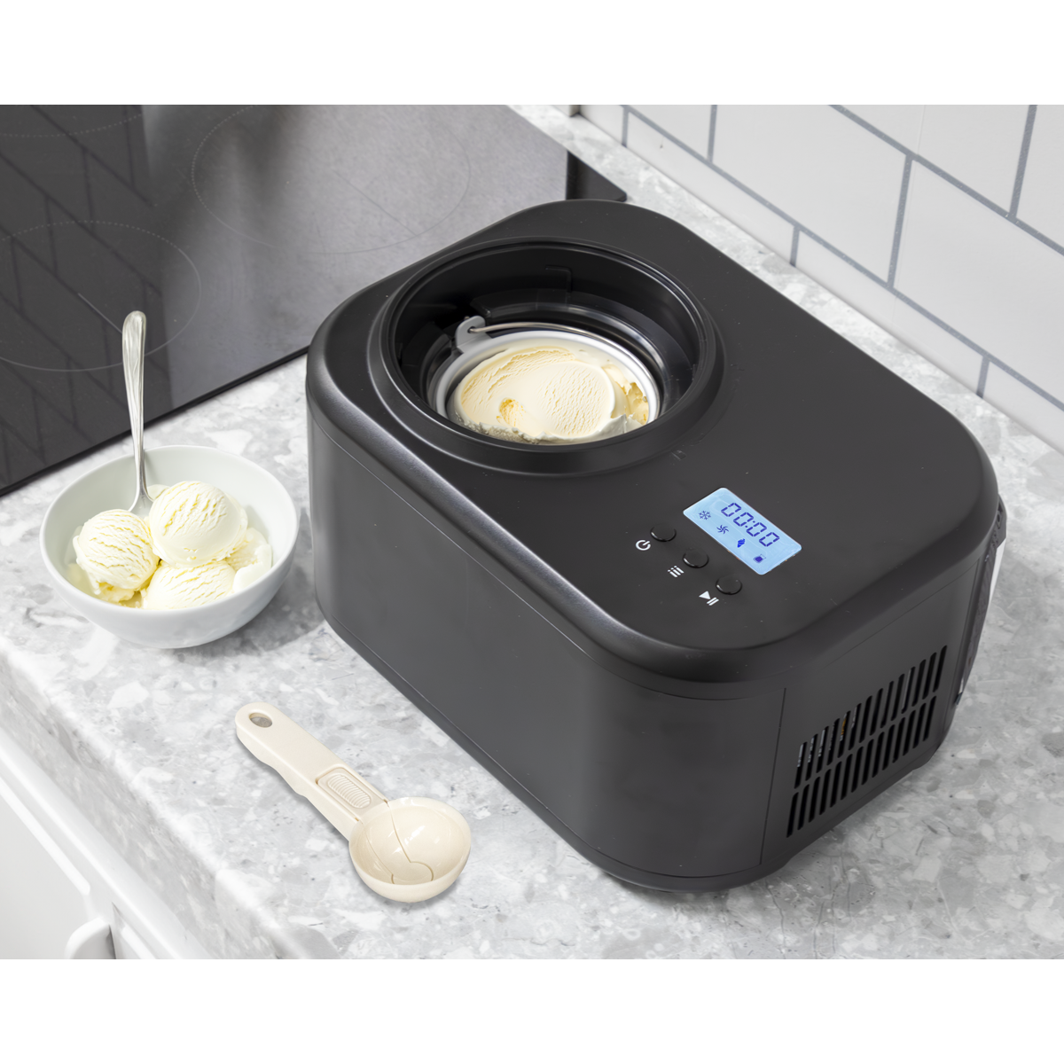 Baridi Automatic Churning Ice Cream Machine, 1L Capacity, Black (DH238)