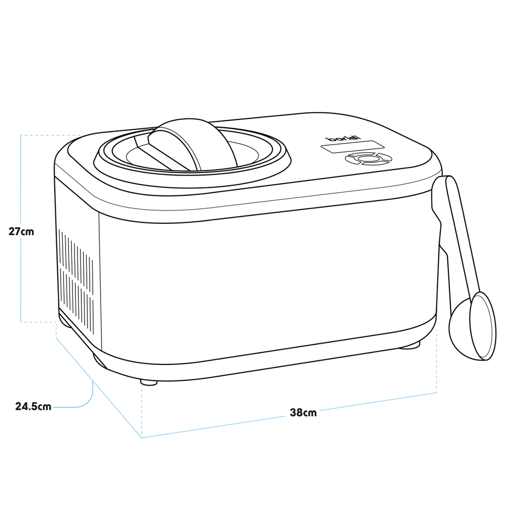 Baridi Automatic Churning Ice Cream Machine, 1.5L Capacity, Black (DH240)