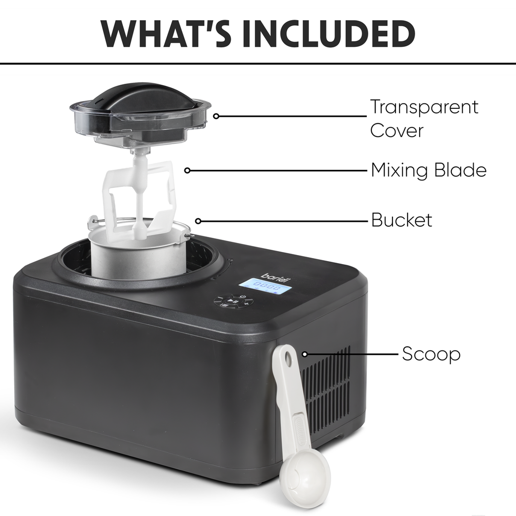 Baridi Automatic Churning Ice Cream Machine, 1.5L Capacity, Black (DH240)