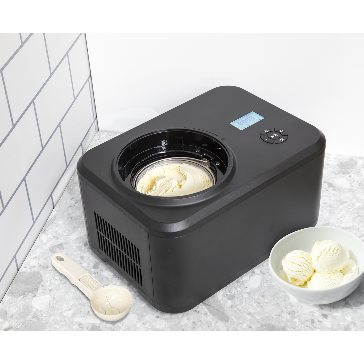 Baridi Automatic Churning Ice Cream Machine, 1.5L Capacity, Black (DH240)