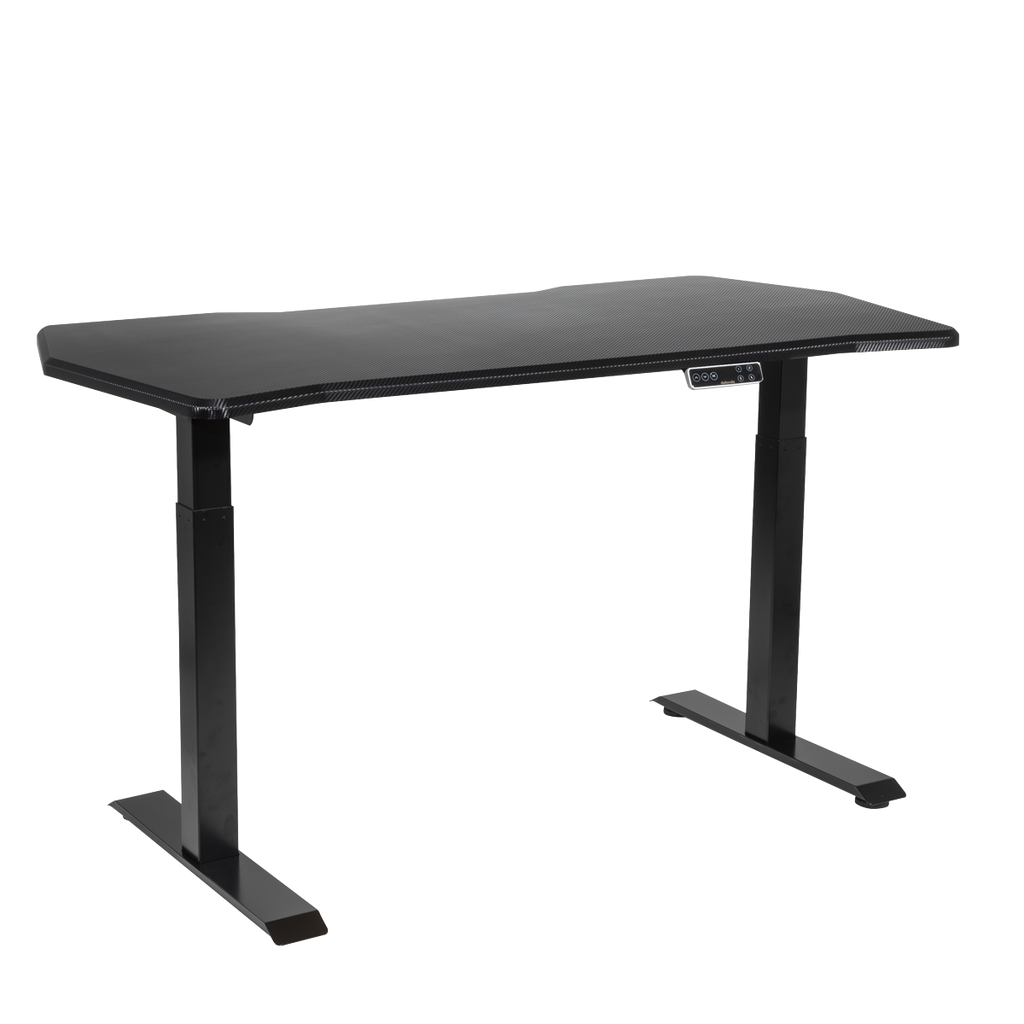 Dellonda Carbon Fibre Effect Electric Height Adjustable Standing Desk, 1400 x 700mm Dual Motor 100kg