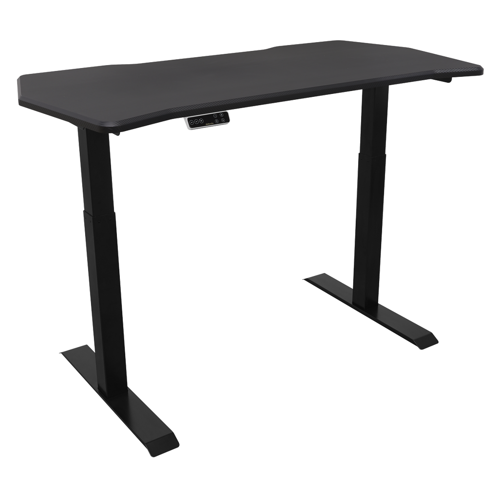 Dellonda Carbon Fibre Effect Electric Height Adjustable Standing Desk, 1400 x 700mm Dual Motor 100kg