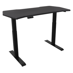 Dellonda Carbon Fibre Effect Electric Height Adjustable Standing Desk, 1400 x 700mm Dual Motor 100kg