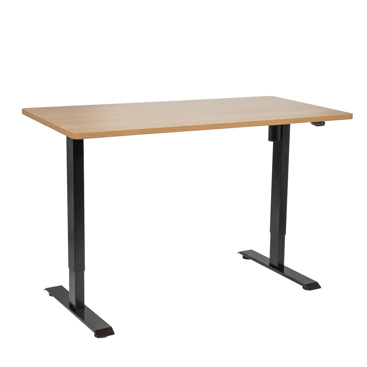 Dellonda Single Motor Height-Adjustable Desk, 140 x 70cm, Oak Desktop (DH242)