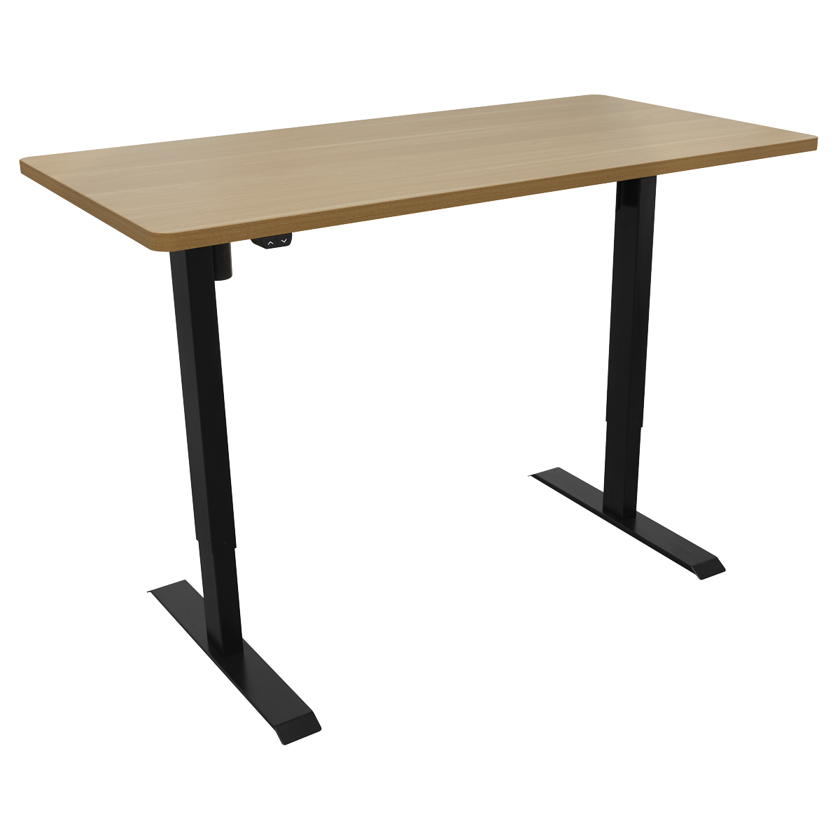 Dellonda Single Motor Height-Adjustable Desk, 140 x 70cm, Oak Desktop (DH242)