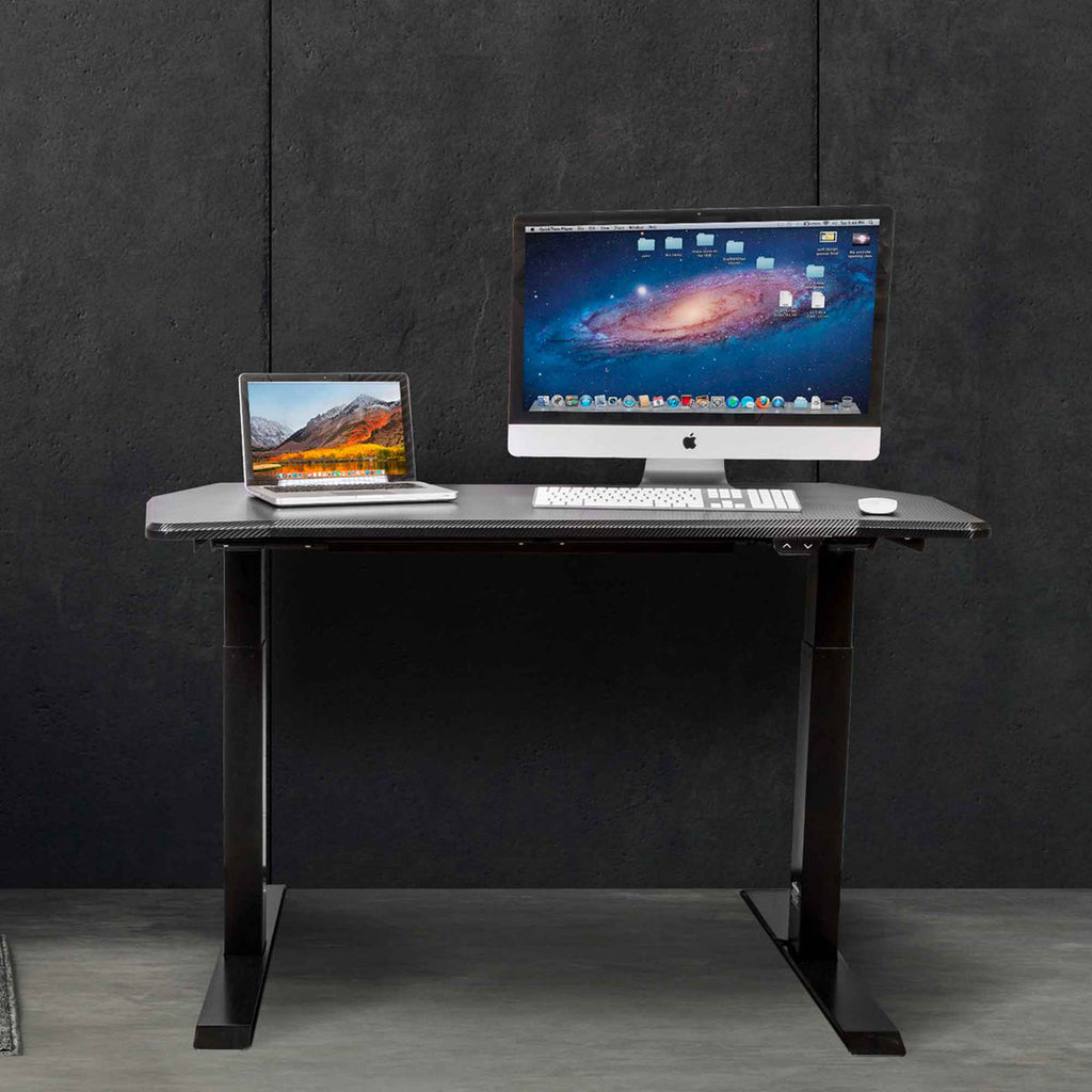 Dellonda Single Motor Height-Adjustable Desk, 140 x 70cm, Carbon Desktop (DH243)