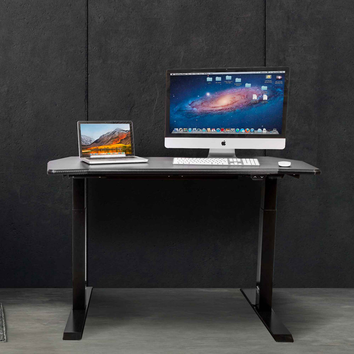 Dellonda Single Motor Height-Adjustable Desk, 140 x 70cm, Carbon Desktop (DH243)