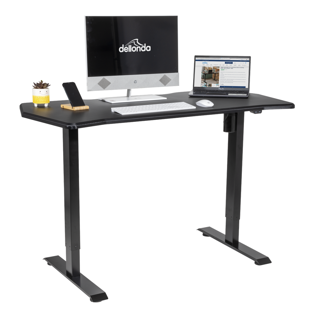 Dellonda Single Motor Height-Adjustable Desk, 140 x 70cm, Carbon Desktop (DH243)