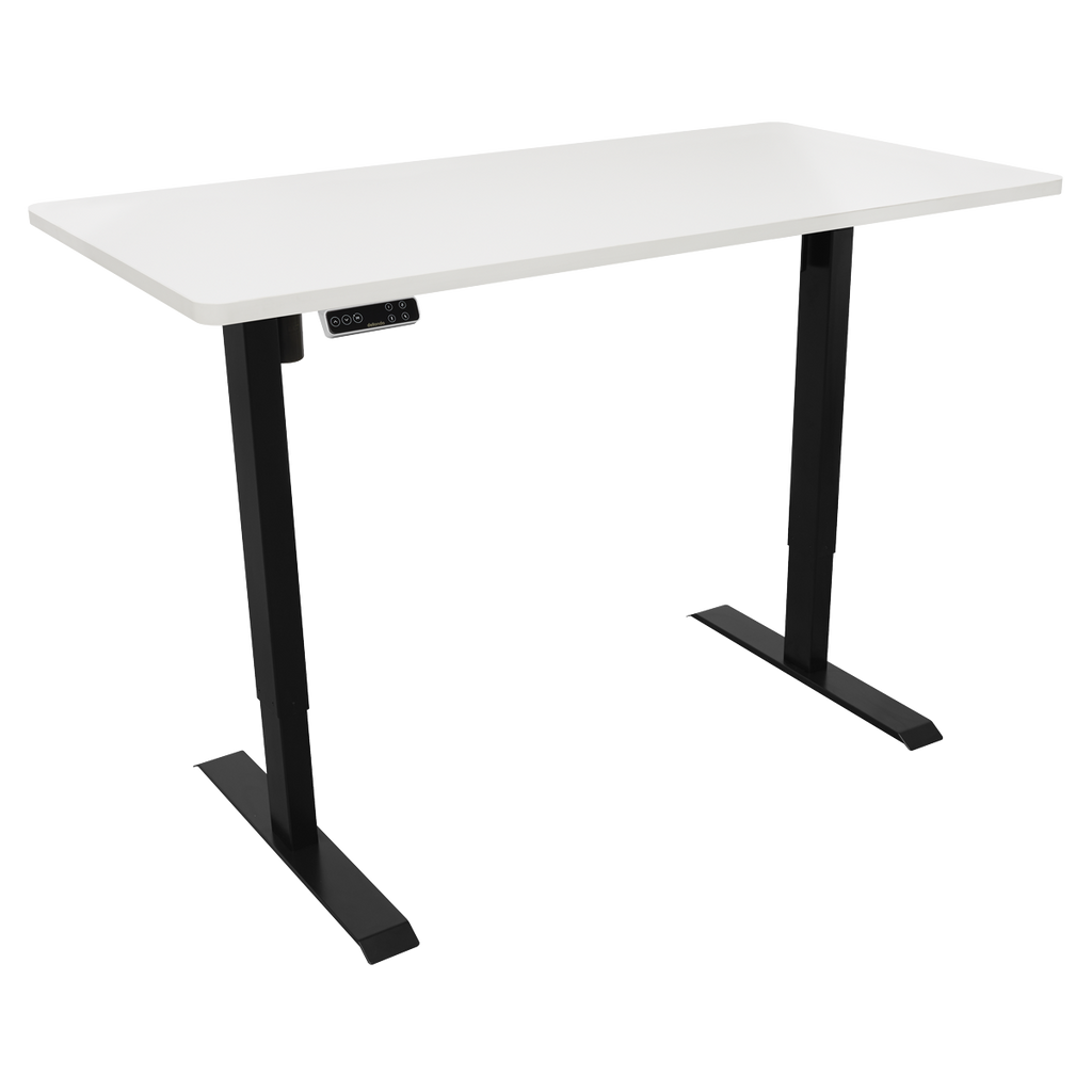 Dellonda Single Motor Height-Adjustable Desk, 140 x 70cm, White Desktop (DH244)