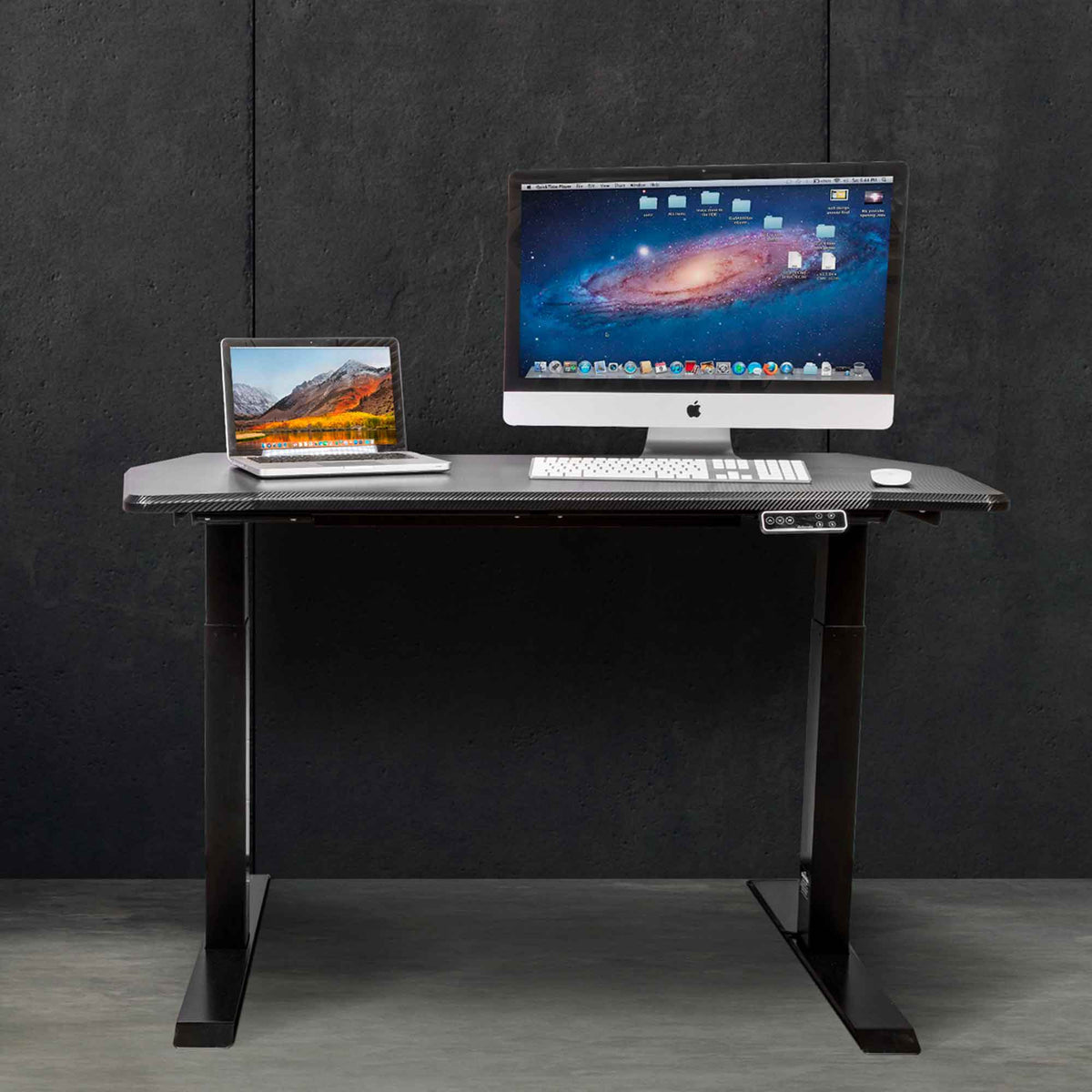 Dellonda Single Motor Height-Adjustable Desk, 140 x 70cm, Black Desktop (DH245) (Factory Refurbished A)