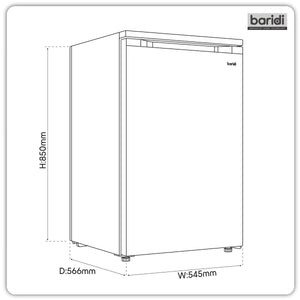 Baridi 55cm Undercounter Larder Fridge, 130L Capacity - White