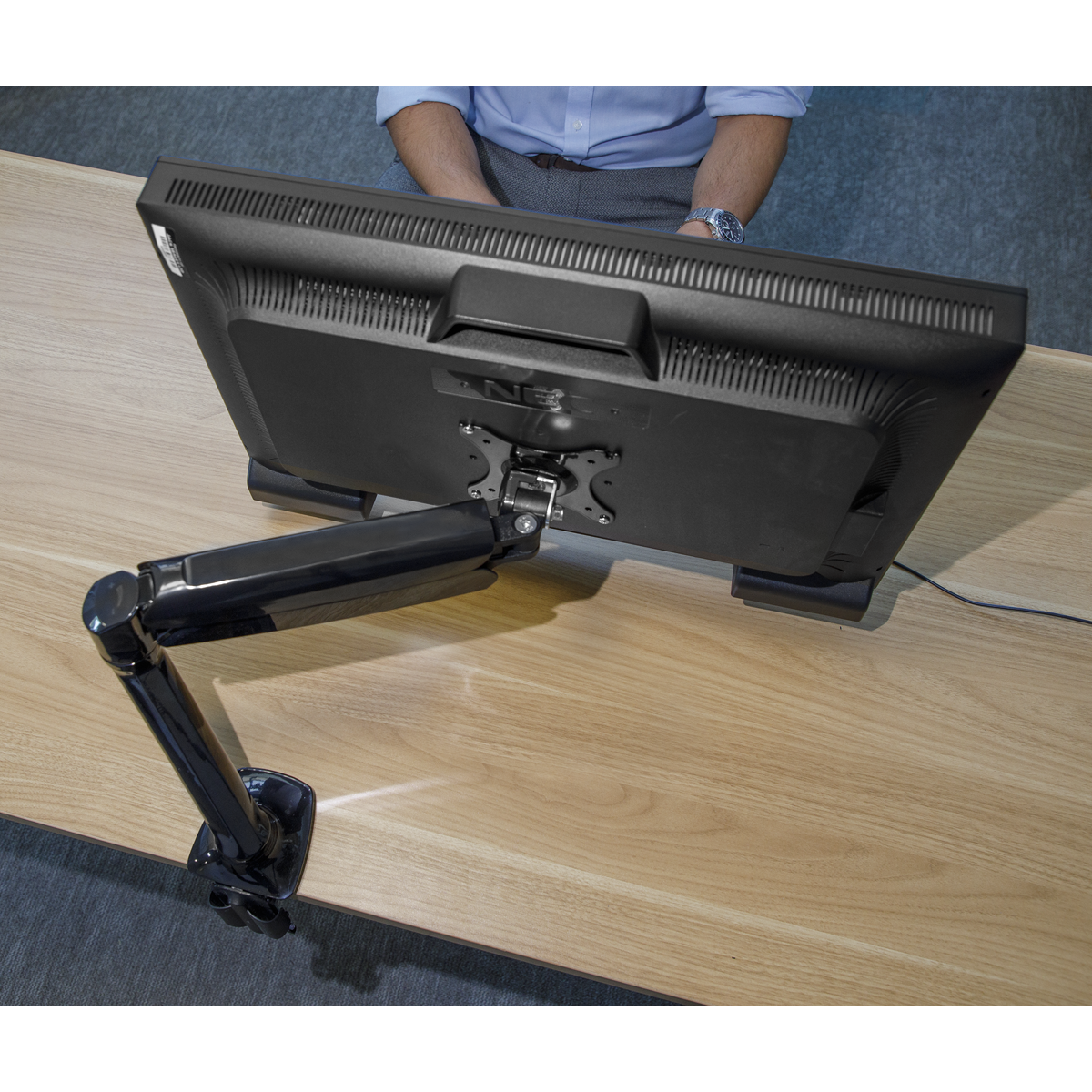 Dellonda Single Monitor Adjustable Arm with 360° Rotation, Black (DH24)