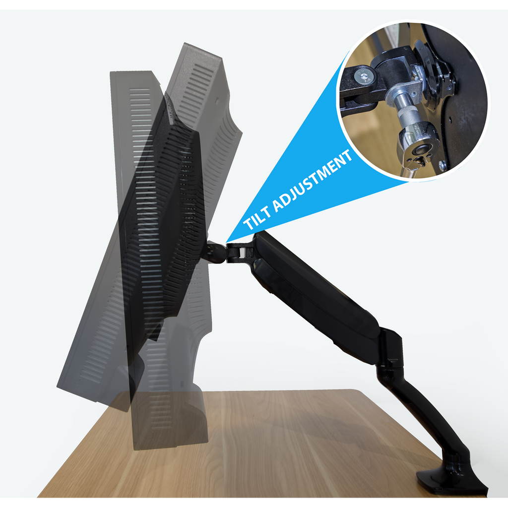 Dellonda Single Monitor Adjustable Arm with 360° Rotation, Black (DH24)