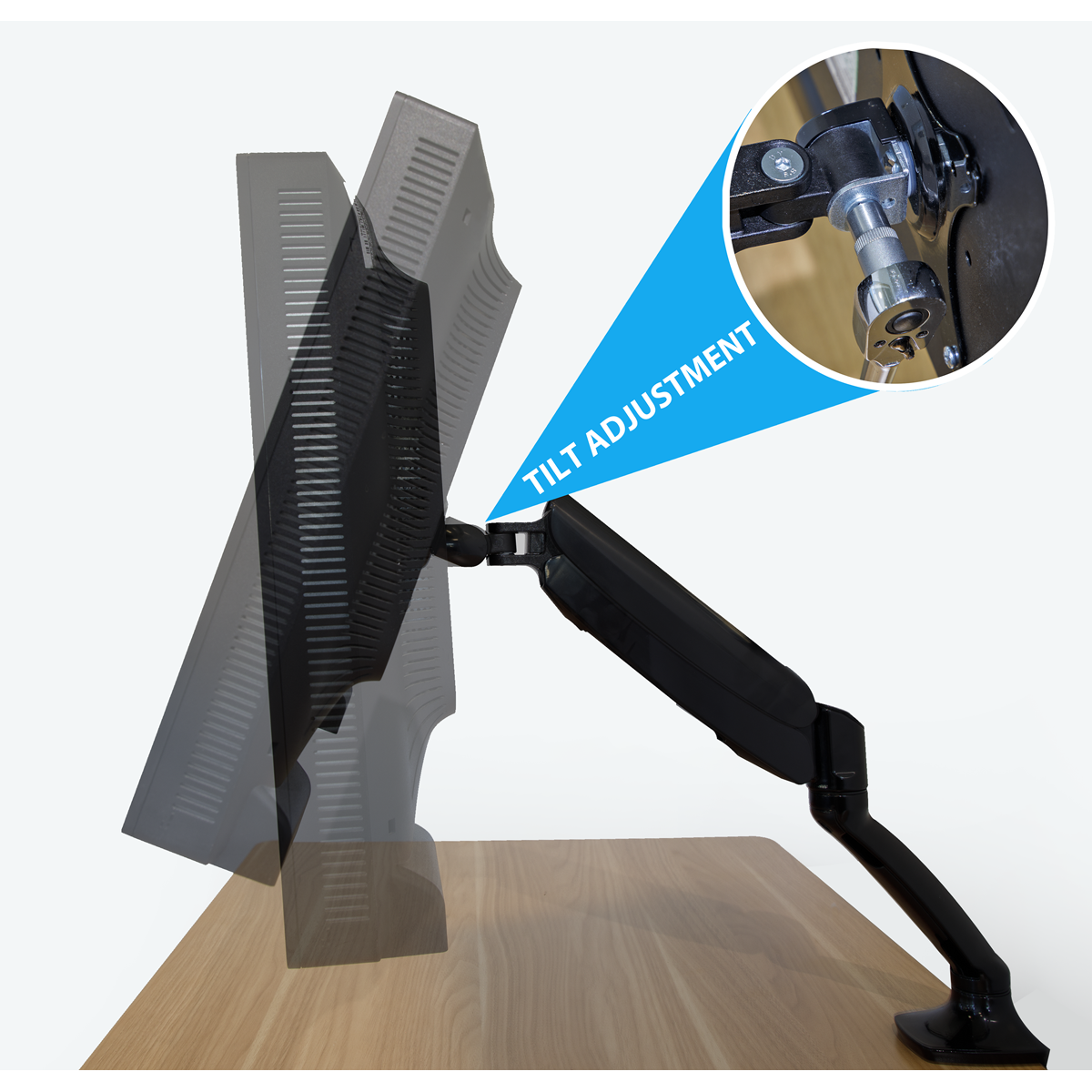 Dellonda Single Monitor Adjustable Arm with 360° Rotation, Black (DH24) (Factory Refurbished A)