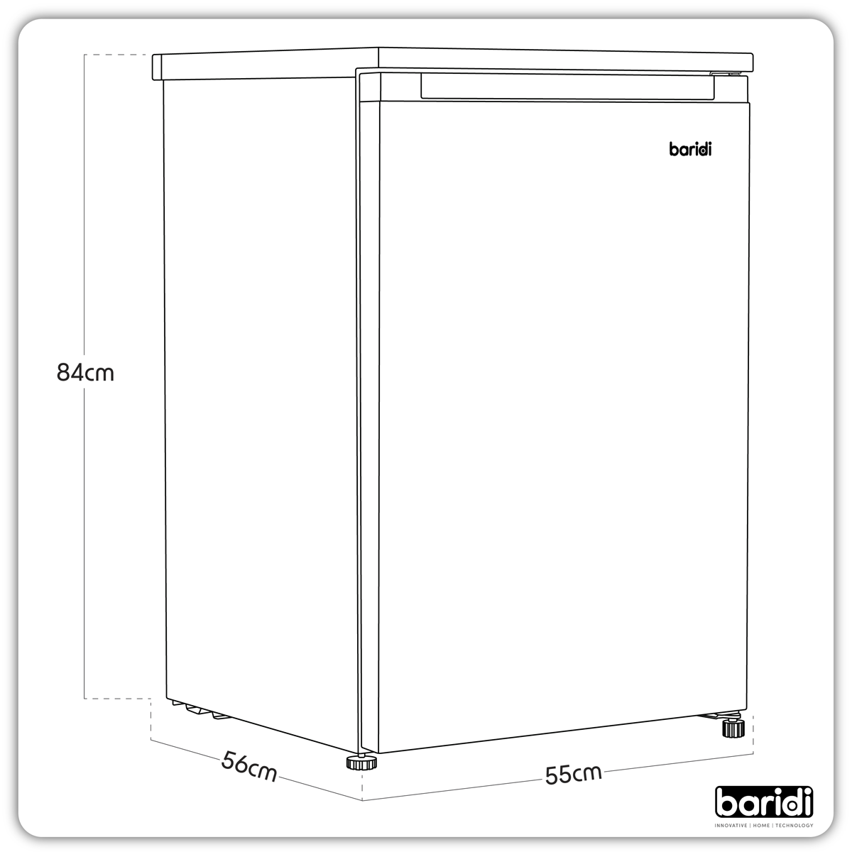 Baridi Freestanding Undercounter Freezer, 85L Capacity, Black (DH251)