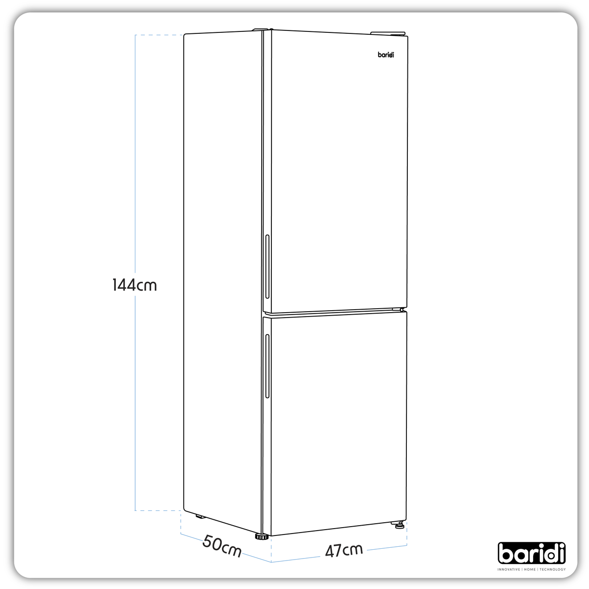 Baridi 70/30 Low Frost Fridge Freezer, 157L Capacity, White (DH252)