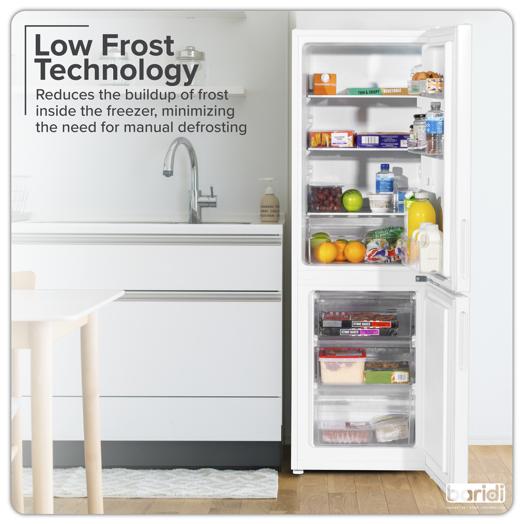 Baridi 70/30 Low Frost Fridge Freezer, 157L Capacity, White (DH252)
