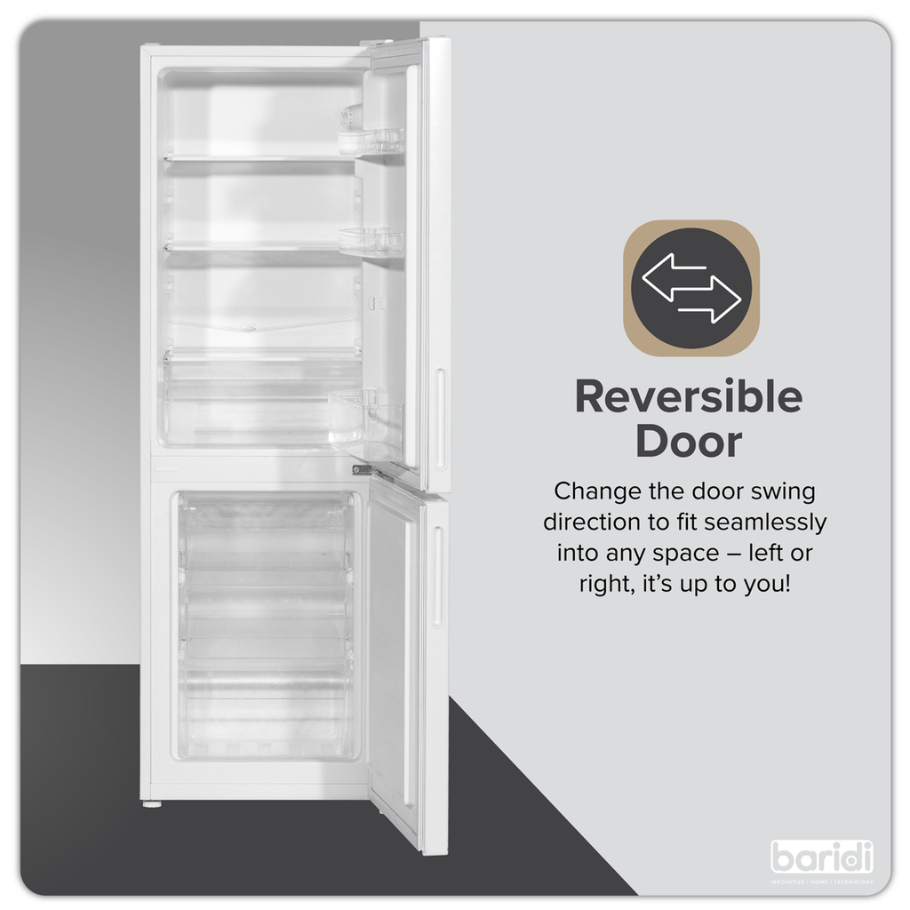 Baridi 70/30 Low Frost Fridge Freezer, 157L Capacity, White (DH252)