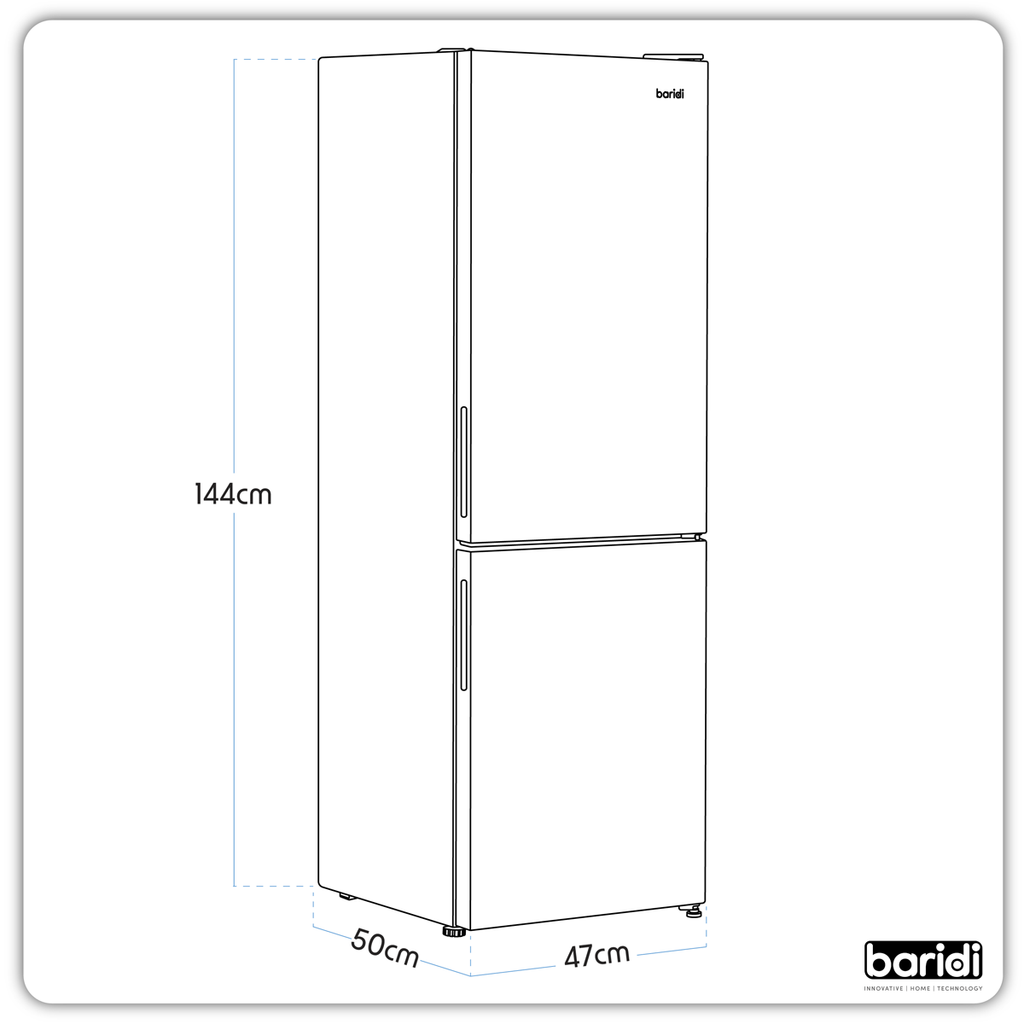 Baridi 70/30 Low Frost Fridge Freezer, 157L Capacity, Black (DH253) (Factory Refurbished B)