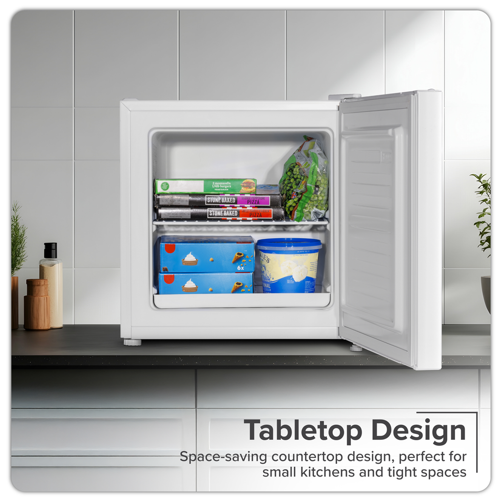 Baridi Mini Tabletop Fridge Freezer, 31L Capacity, White (DH254)