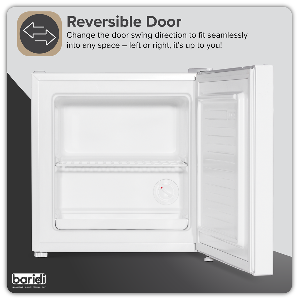 Baridi Mini Tabletop Fridge Freezer, 31L Capacity, White (DH254)