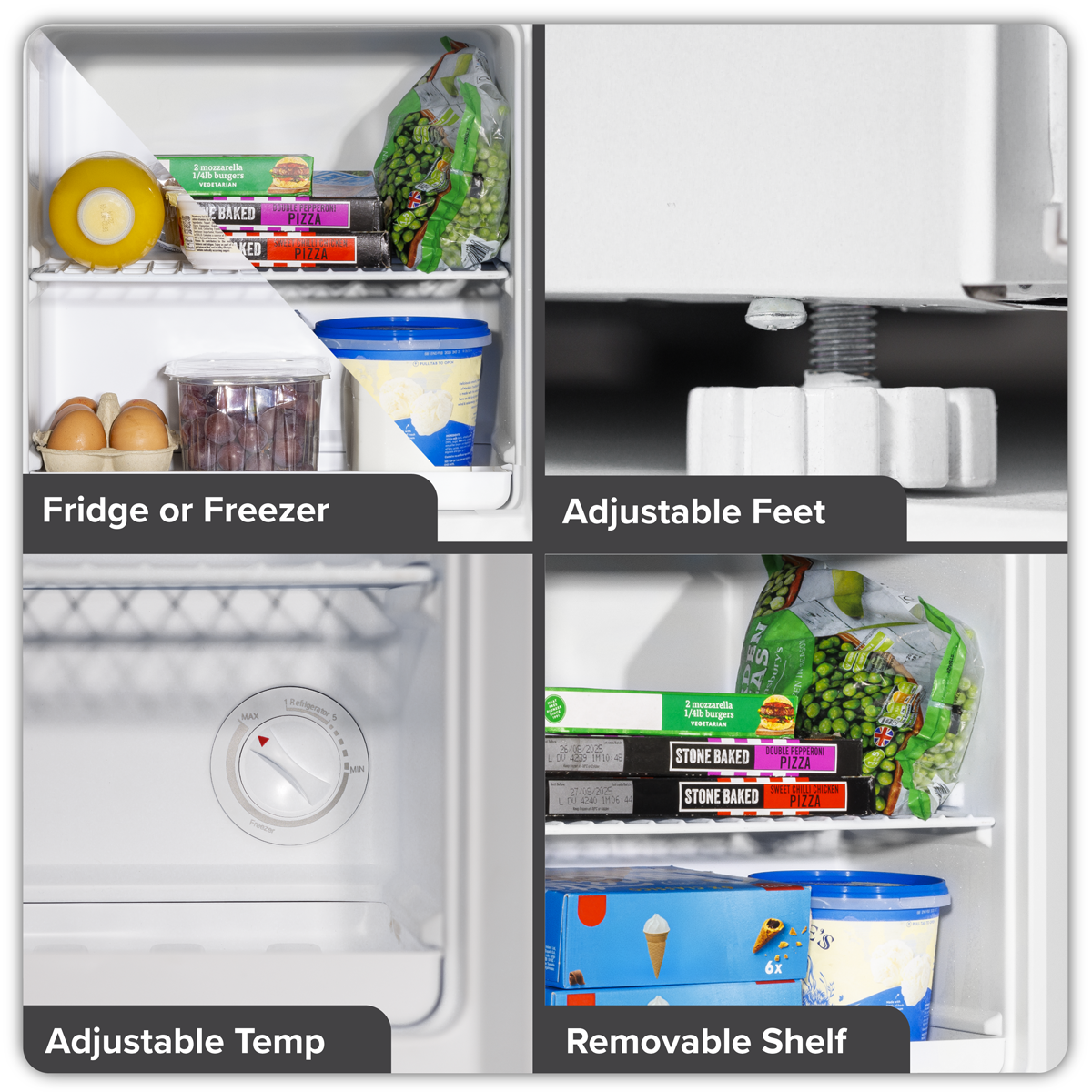 Baridi Mini Tabletop Fridge Freezer, 31L Capacity, White (DH254)