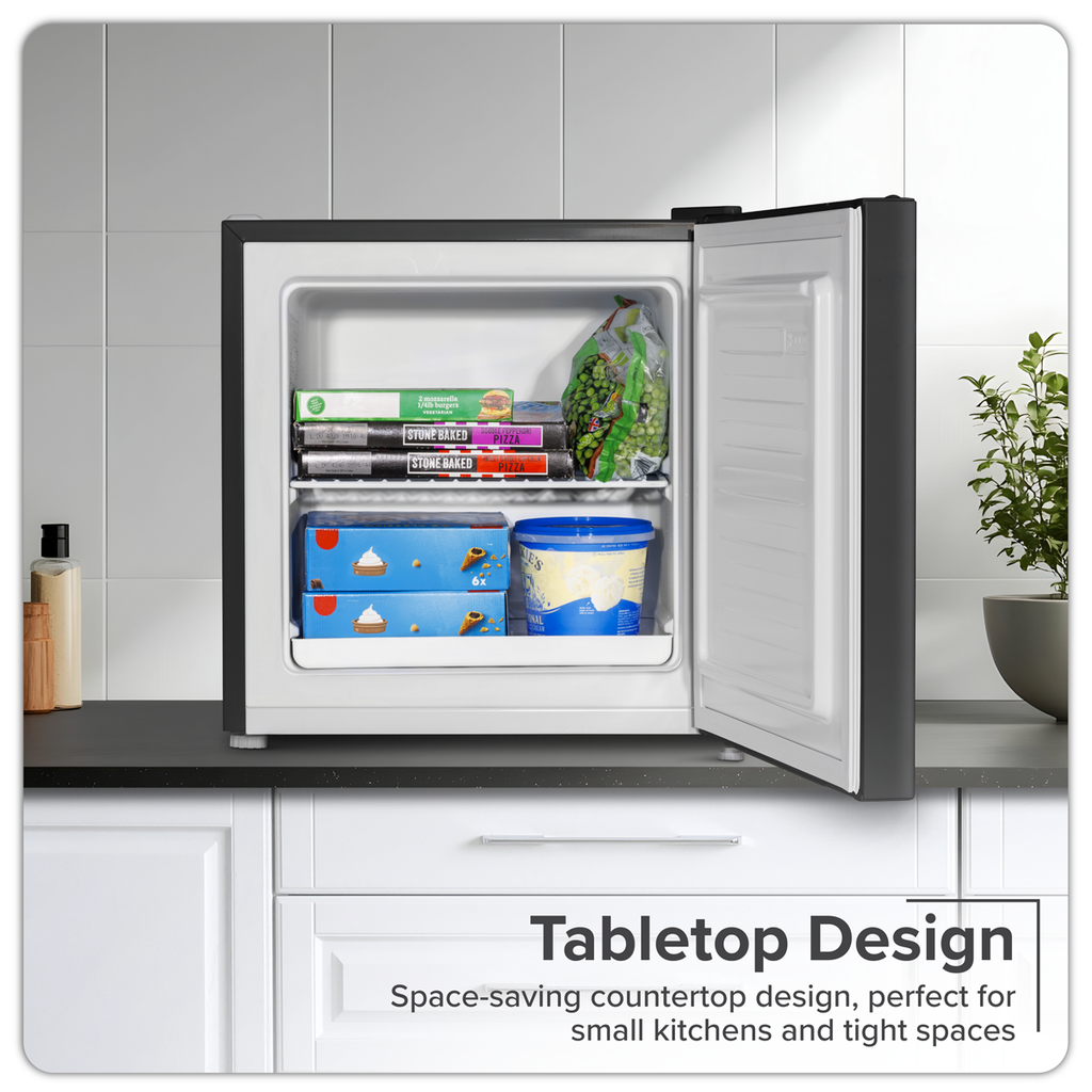 Baridi Mini Tabletop Fridge Freezer, 31L Capacity, Black (DH255)