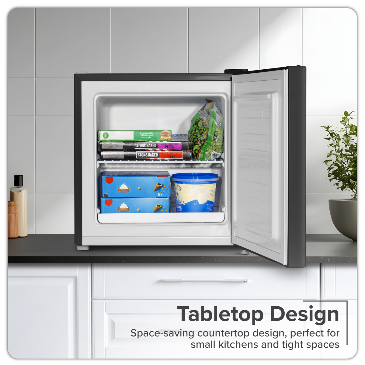 Baridi Mini Tabletop Fridge Freezer, 31L Capacity, Black (DH255)