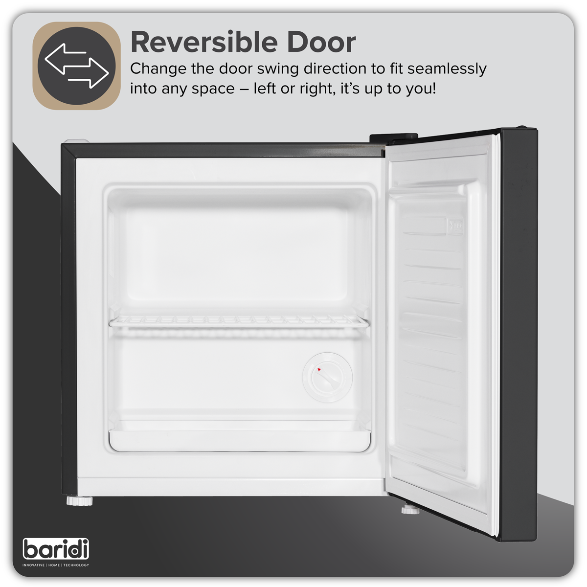 Baridi Mini Tabletop Fridge Freezer, 31L Capacity, Black (DH255)