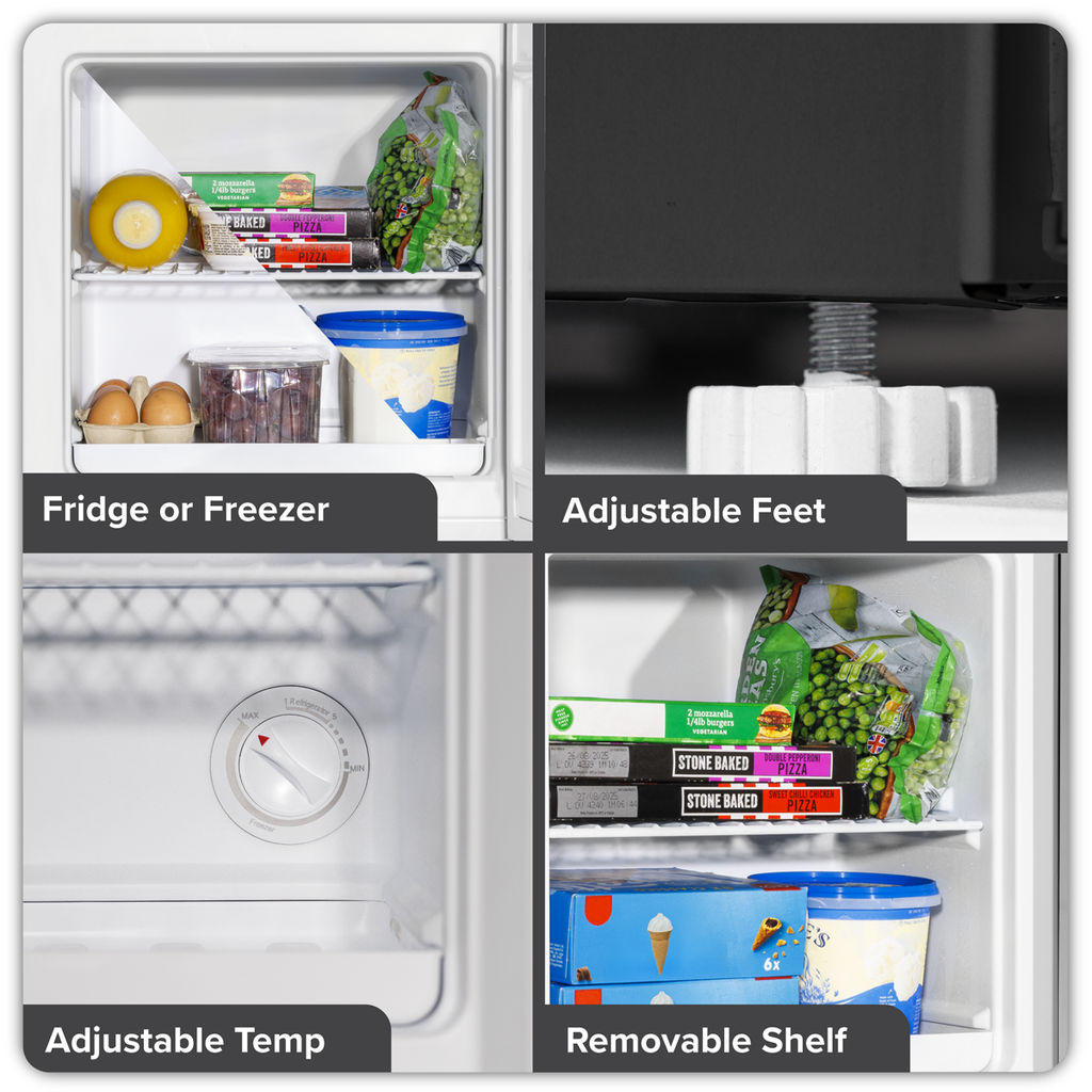 Baridi Mini Tabletop Fridge Freezer, 31L Capacity, Black (DH255)