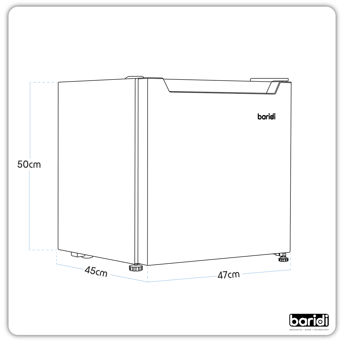 Baridi Tabletop Fridge with Ice Box, 46L Capacity, White (DH256)